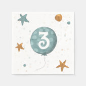 Serviette En Papier Cute Blue Balloon Boy Third Birthday Party (Devant)