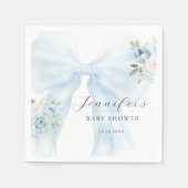 Serviette En Papier Cute Blue Bow Baby in Bloom Baby Boy Shower (Devant)