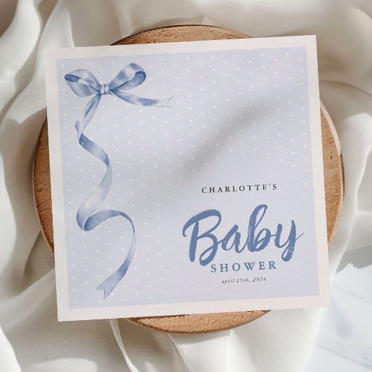 Serviette En Papier Cute Blue Bow Ribbon Boy Baby shower