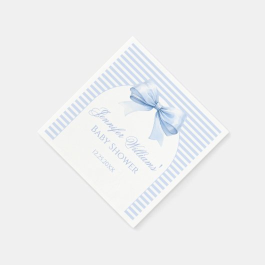 Serviette En Papier Cute Blue Chic Bow Striped Baby Boy Douche Papier (Coin)