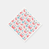 Serviette En Papier Cute Blue Coastal Seaside Crab & Shell Motif (Coin)