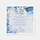 Serviette En Papier Cute Blue Floral tendance Merci Mariage Message (Devant)