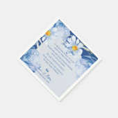 Serviette En Papier Cute Blue Floral tendance Merci Mariage Message (Coin)