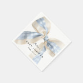 Serviette En Papier Cute Blue Gingham Checks Bow Baby Shower (Coin)