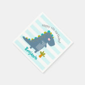 Serviette En Papier Cute Blue Kawaii Dinosaur Garçon Anniversaire Nom  (Coin)