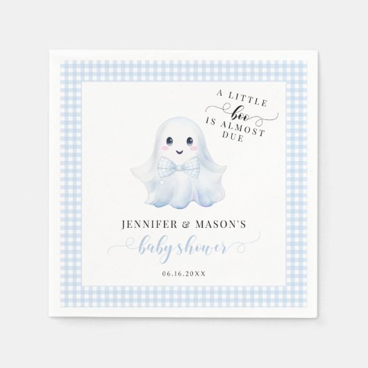 Serviette En Papier Cute Blue Little Boo Ghost Bow Baby Boy Douche (Devant)