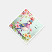 Serviette En Papier Cute Blue Pink Bird Floral Napkins (Coin)