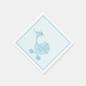 Serviette En Papier Cute Blue Retro Bird Baby Carriage Baby shower gar (Coin)