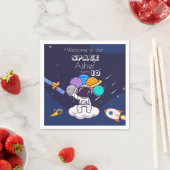 Serviette En Papier Cute Blue Space Astronaut Personalize Birthday Boy (En situation)