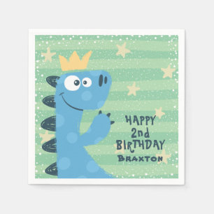 Serviette En Papier Cute Blue T-Rex fête d'anniversaire pour enfants