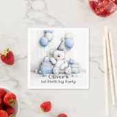 Serviette En Papier Cute Blue Teddy Bear 1ère fête d'anniversaire (En situation)