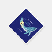 Serviette En Papier Cute Blue Whale Jaune Floral Navy fête d'anniversa (Coin)