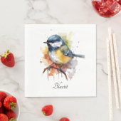 Serviette En Papier Cute Bluetit sur une branche, personnalisé (En situation)