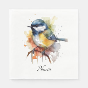 Serviette En Papier Cute Bluetit sur une branche, personnalisé