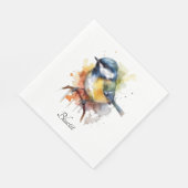 Serviette En Papier Cute Bluetit sur une branche, personnalisé (Coin)