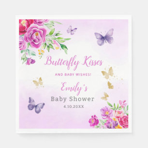 Serviette En Papier Cute Boho Aquarelle Floral Baby shower papillon