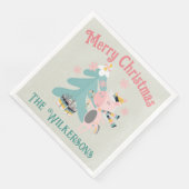 Serviette En Papier Cute Boho Christmas Unicorne sur Sage (Coin)