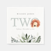 Serviette En Papier Cute Boho Lion Folio Deuxième fête d'anniversaire (Devant)