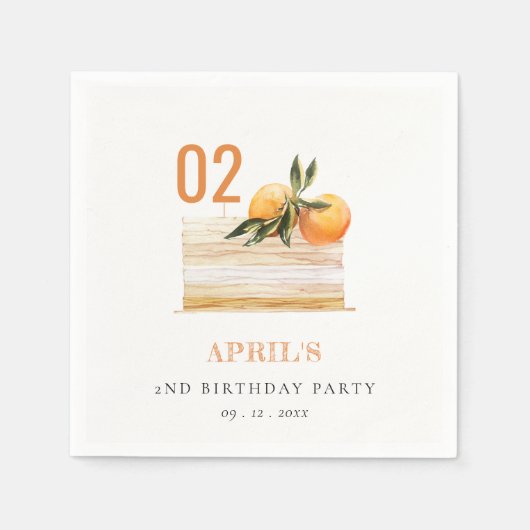 Serviette En Papier Cute Boho Orange Fruit Gâteau À Tout Âge Anniversa (Devant)