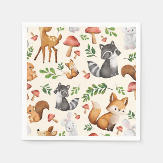 Serviette En Papier Cute bois animaux de fête serviettes - Baby shower