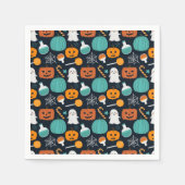 Serviette En Papier Cute Boo Ghost Citrouille Candy Halloween Motif (Devant)