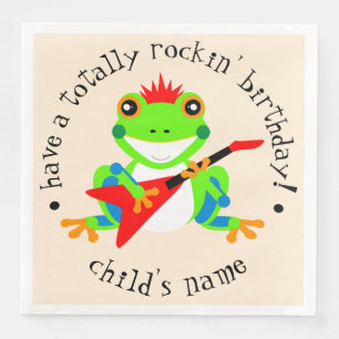 Serviette En Papier Cute Born to Rock Tree Frog with Red Guitare