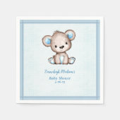 Serviette En Papier Cute Brown Ours Garçon Blanche Bleue (Devant)