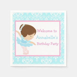 Serviette En Papier Cute Brunette Ballerina fête d'anniversaire