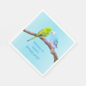 Serviette En Papier Cute budgie couple - serviettes personnalisables (Coin)