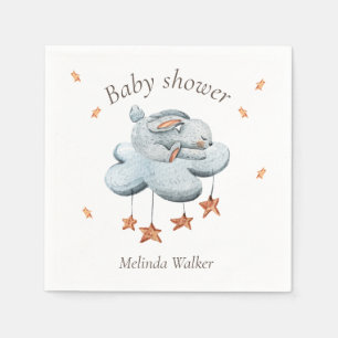 Serviette En Papier Cute Bunny Nuages et Baby showers d'étoiles