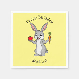 Serviette En Papier Cute bunny rabbit with vegetables