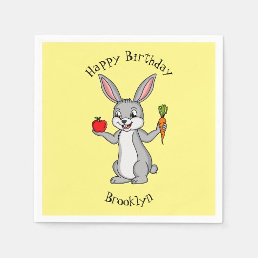 Serviette En Papier Cute bunny rabbit with vegetables (Devant)