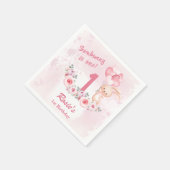 Serviette En Papier Cute Bunny rose 1er Anniversaire Fille Printemps F (Coin)