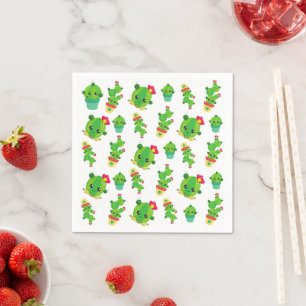 Serviette En Papier Cute Cactus, Green Cactus, Motif Cactus