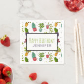 Serviette En Papier Cute Cactus Nature Succulents Motif Anniversaire (En situation)