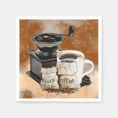 Serviette En Papier Cute café bar grinder mug beans (Devant)