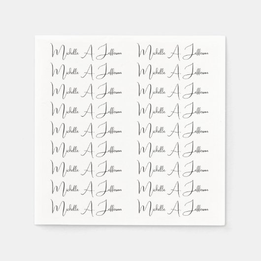 Serviette En Papier Cute Calligraphy Créative tendance Nom personnalis (Devant)