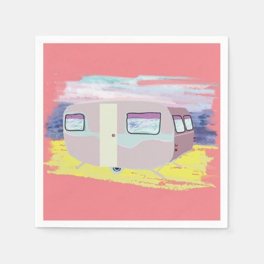 Serviette En Papier Cute Camper sur la plage (Devant)
