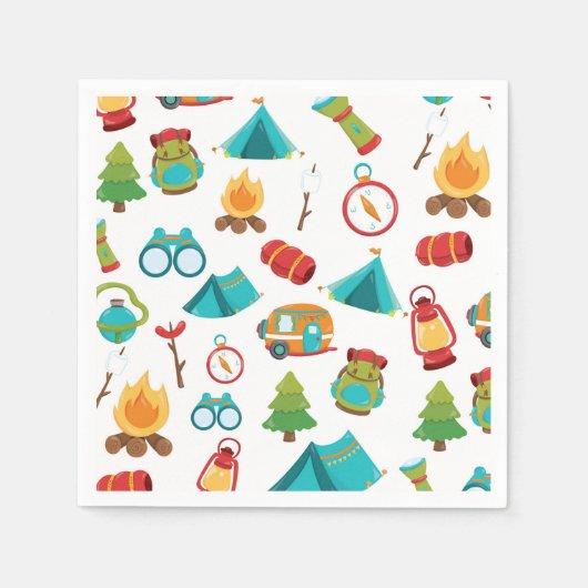 Serviette En Papier Cute Camping motif serviettes (Devant)