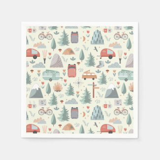 Serviette En Papier Cute Camping, Randonnée, Ourdoors et le thème de l