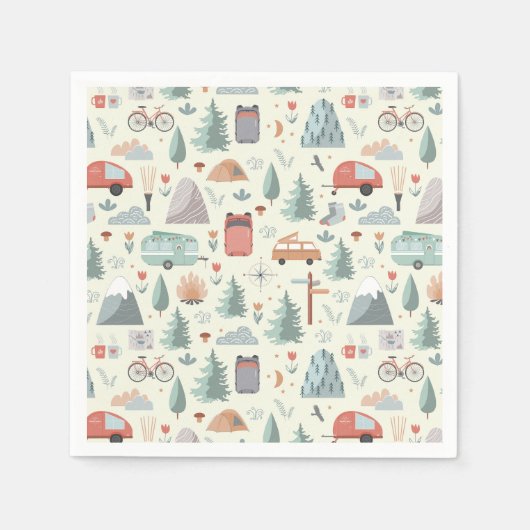 Serviette En Papier Cute Camping, Randonnée, Ourdoors et le thème de l (Devant)