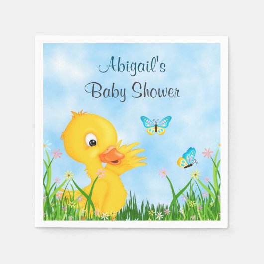 Serviette En Papier Cute canard et papillons Baby shower garçon (Devant)