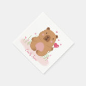 Serviette En Papier Cute Capybara Personalized Pink Baby Shower  (Coin)
