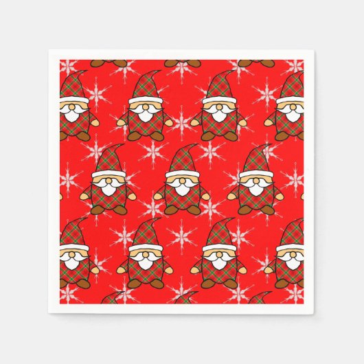 Serviette En Papier Cute Carton Gnome Motif Noël Napkins (Devant)