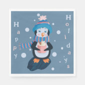 Serviette En Papier Cute Cartoon Penguin Blue Holidays Paper Napkin (Devant)