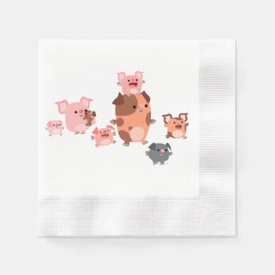 Serviette En Papier Cute Cartoon Pig Papier de famille serviettes
