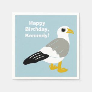 Serviette En Papier Cute Cartoon Seagull, bleu clair Personnalisé
