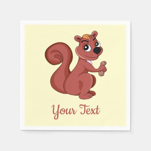 Serviette En Papier Cute cartoon squirrel with a peanut napkins (Devant)