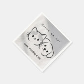 Serviette En Papier Cute Cat & Dog Line Art "Drink on Us!" Cocktail Na (Coin)