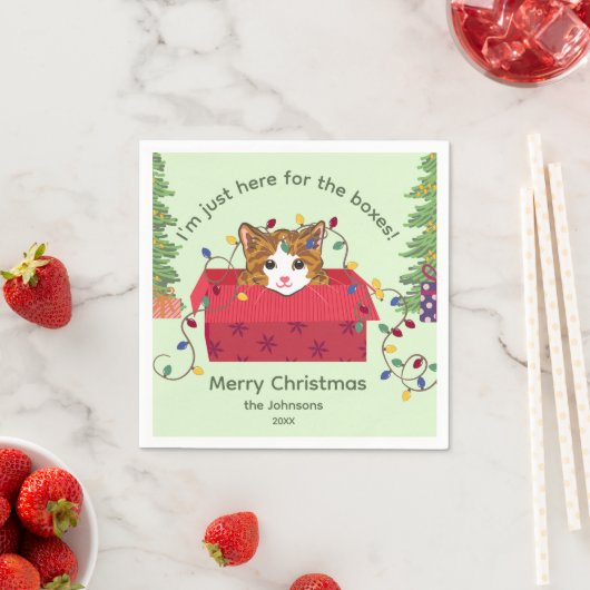 Serviette En Papier Cute Cat in a Box Here for the Boxes Christmas (En situation)